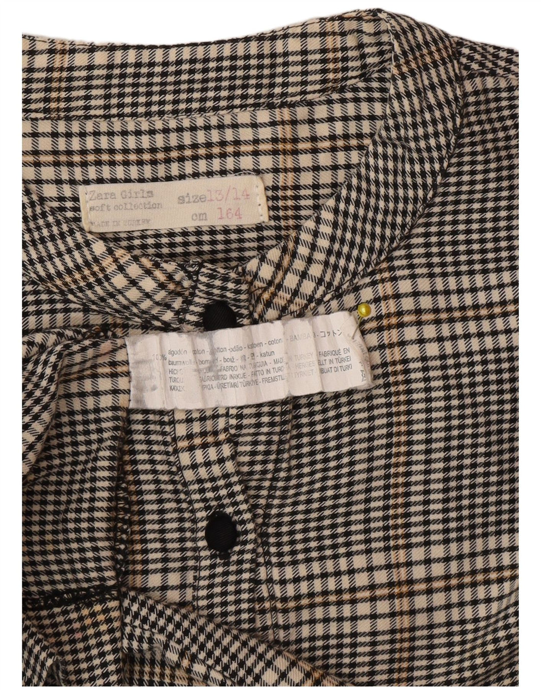 Abito a camicia pullover per ragazze Zara 13-14 anni in cotone a quadretti grigio