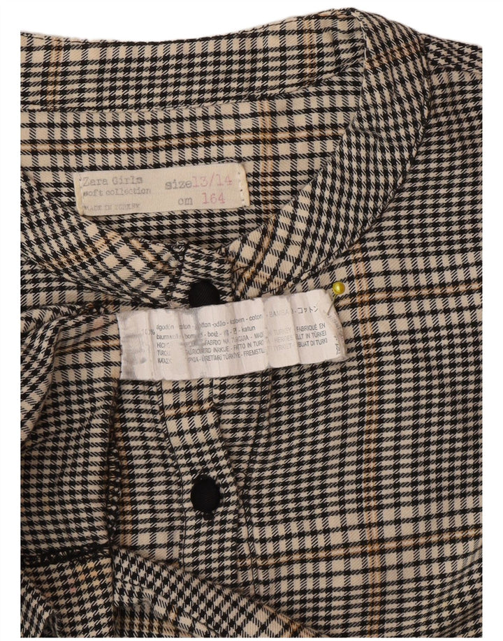 Abito a camicia pullover per ragazze Zara 13-14 anni in cotone a quadretti grigio
