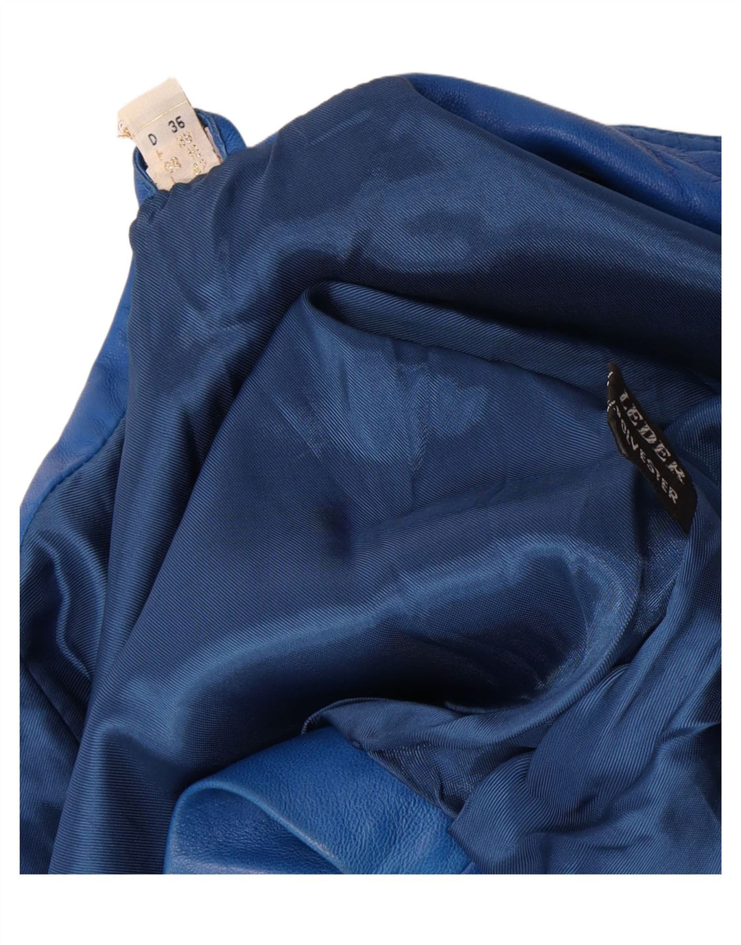 Giacca in pelle corta da donna vintage UK 10 piccola blu