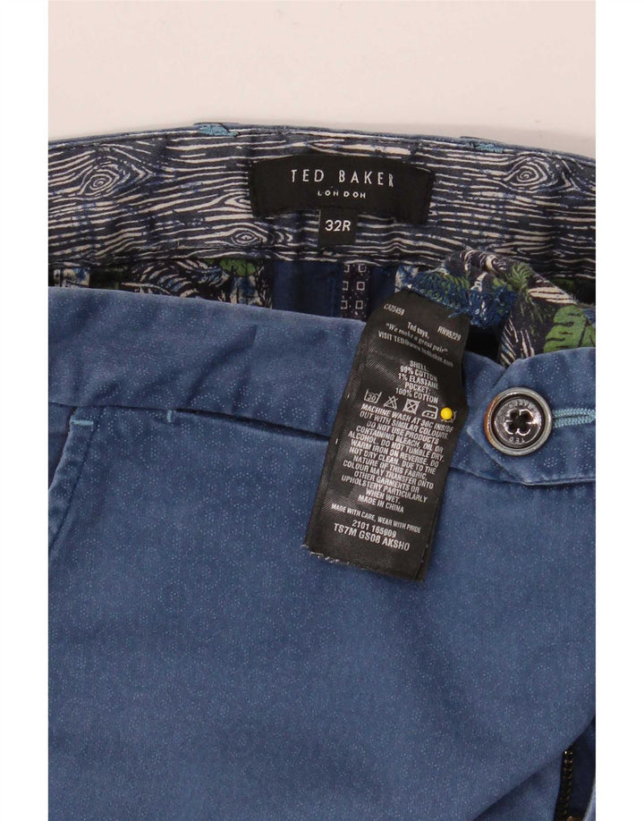 Pantaloncini chino da uomo Ted Baker W32 cotone geometrico blu medio