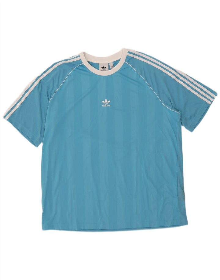 T-shirt da uomo Adidas Top 2XL poliestere a righe blu