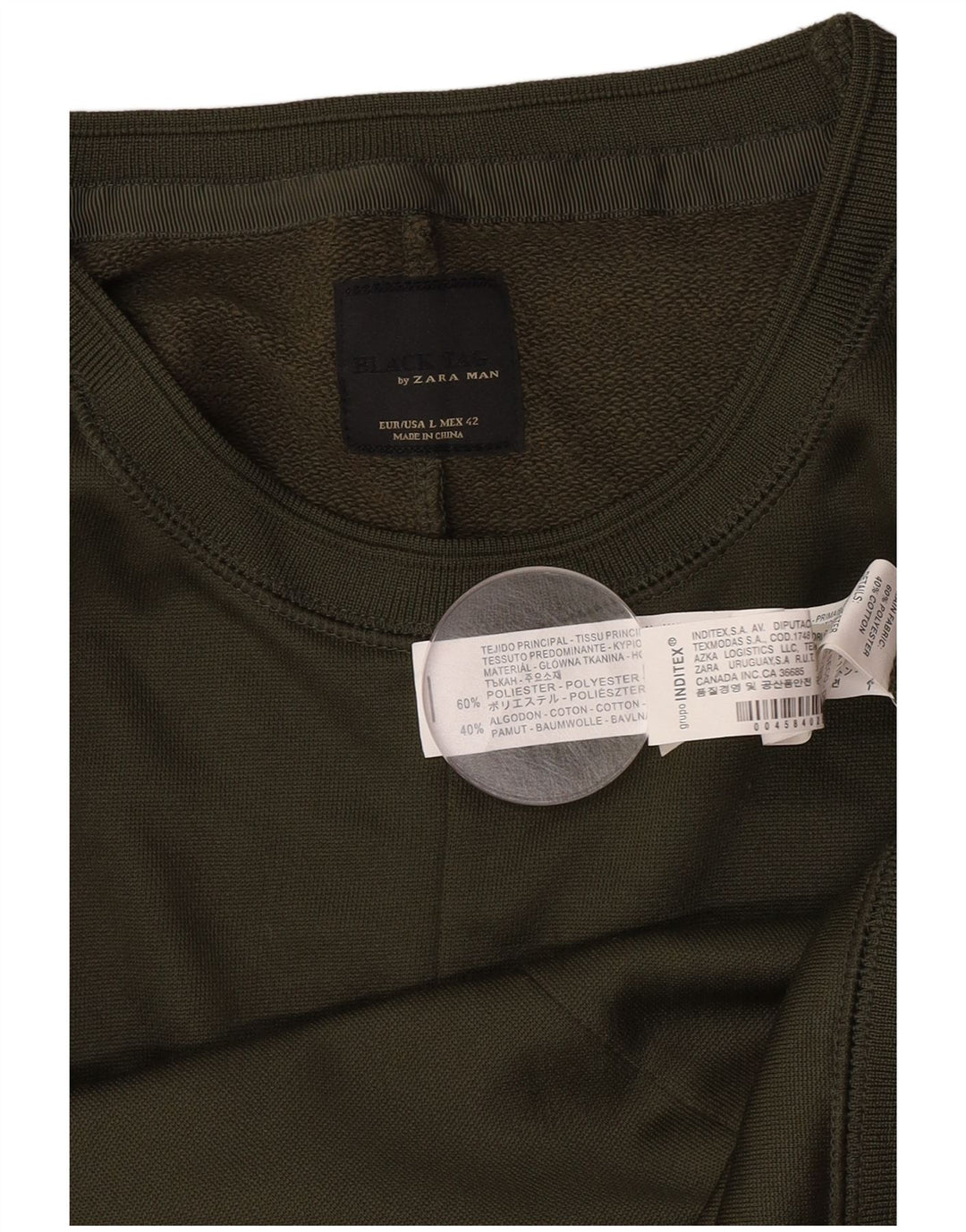 Zara Uomo Felpa Maglione Grande Poliestere Kaki
