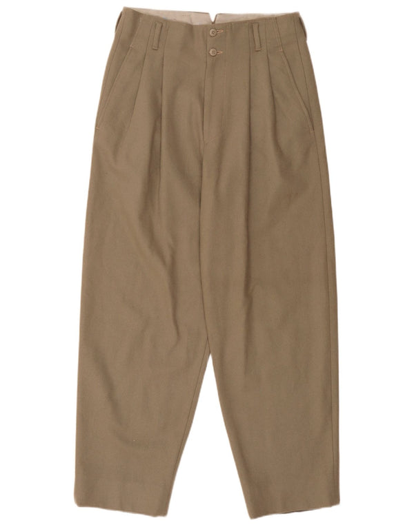 Pantaloni chino con pegging a vita alta da uomo Virgola IT 46 Large W30 L27 Khaki