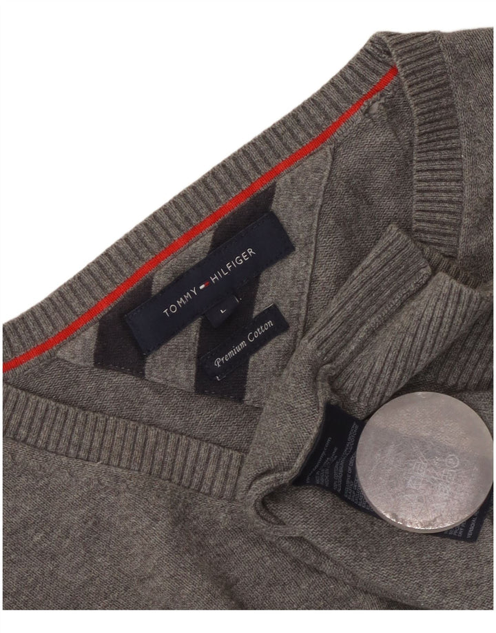 Tommy Hilfiger Uomo Maglione con scollo a V Maglione grande in cotone grigio