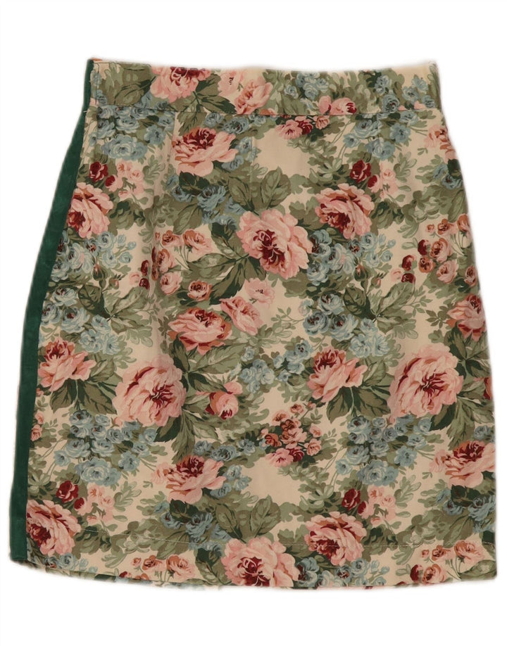 Minigonna vintage da donna piccola W26 floreale multicolore