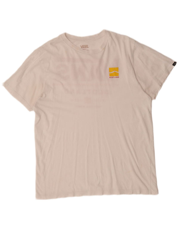 Vans Mens Slim Fit Graphic T-Shirt Top Large White Cotton
