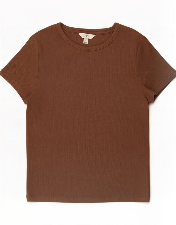 T-shirt da donna Marks & Spencer Top UK 14 cotone marrone medio