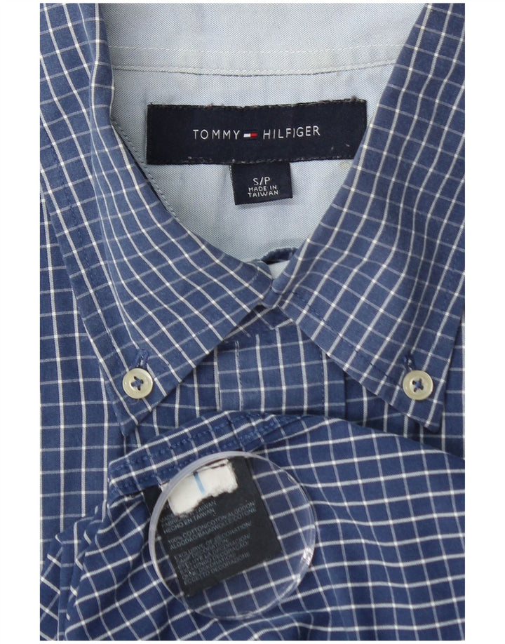 TOMMY HILFIGER Camicia a maniche corte da uomo in cotone a quadri blu piccolo