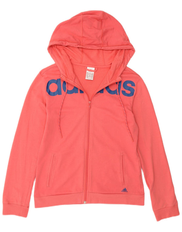 Maglione con cappuccio e zip grafica da donna Adidas UK 12/14 Cotone rosa medio