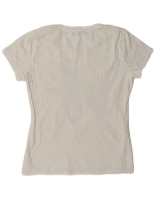 T-shirt grafica da donna Liu Jo Top UK 16 grande cotone bianco