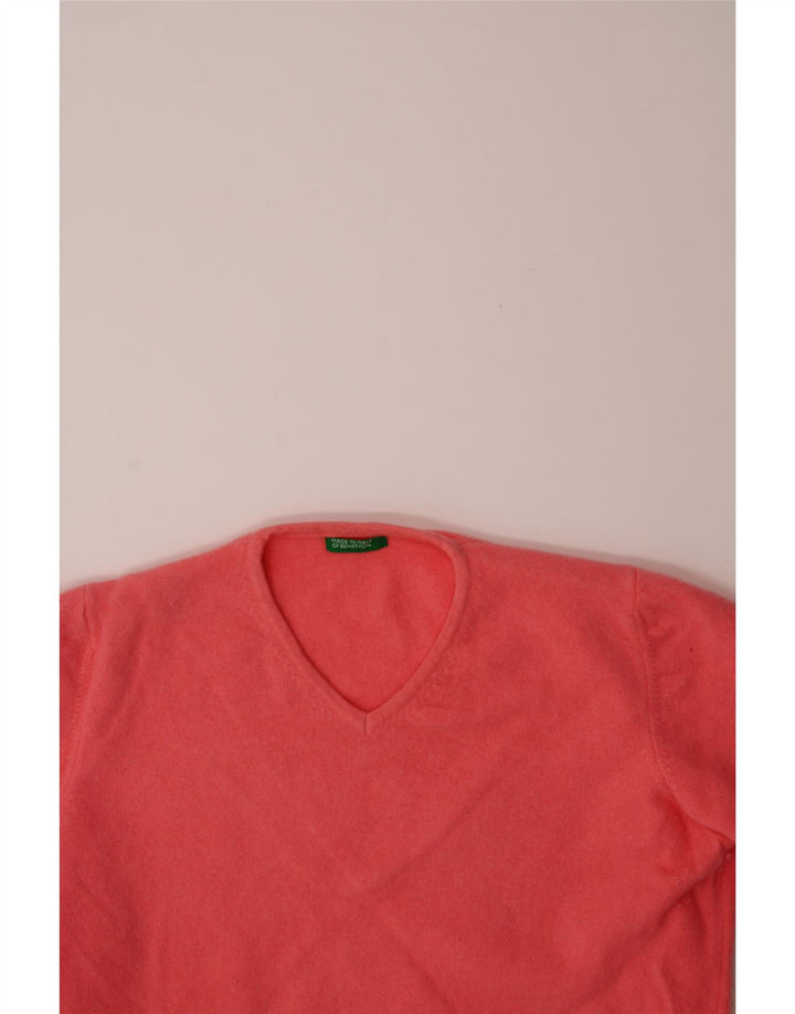 BENETTON Womens V-Neck Jumper Sweater UK 12 Medium Red Vintage Benetton and Second-Hand Benetton from Messina Hembry 
