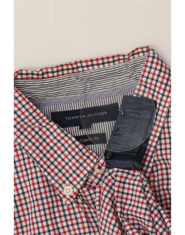 Tommy Hilfiger Camicia regular fit da uomo grande in cotone a quadri rossi