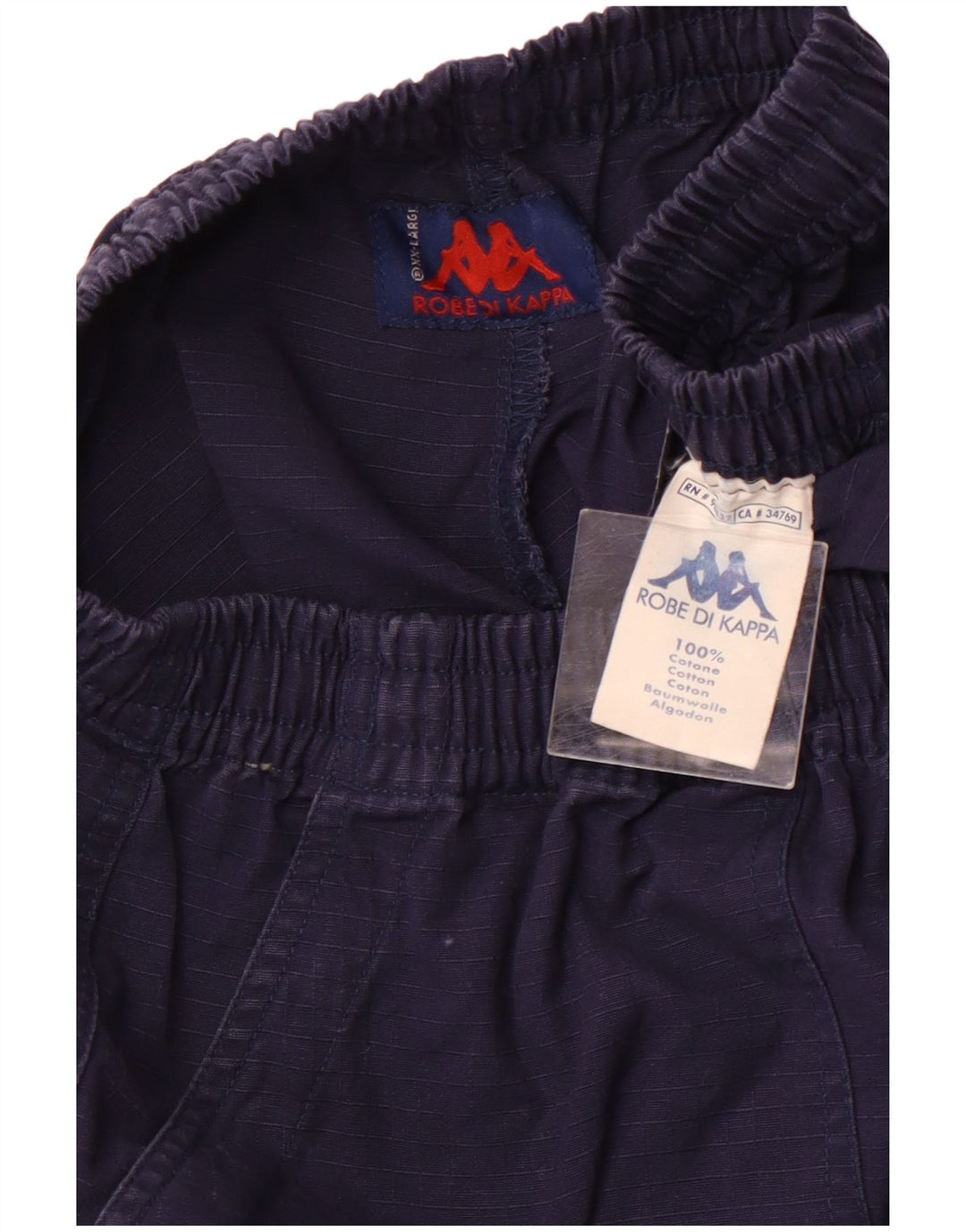 Pantaloncini cargo da donna a vita alta KAPPA 2XL W32 Sport in cotone a quadri blu navy