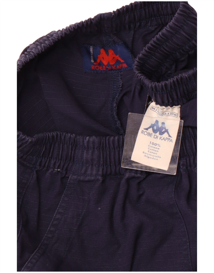 Pantaloncini cargo da donna a vita alta KAPPA 2XL W32 Sport in cotone a quadri blu navy