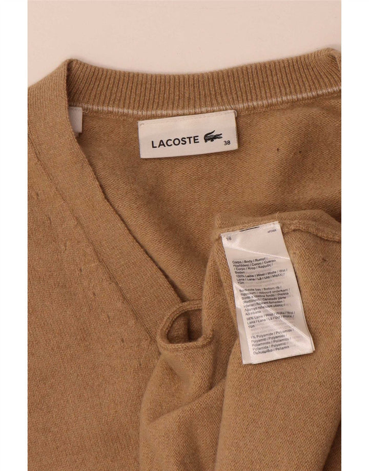 Maglione cardigan da donna Lacoste taglia 38 lana beige medio