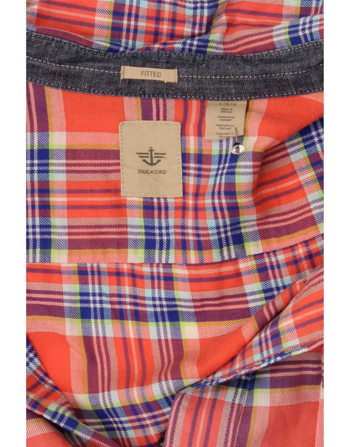 Camicia da uomo aderente in flanella Dockers, motivo a quadri arancioni grandi