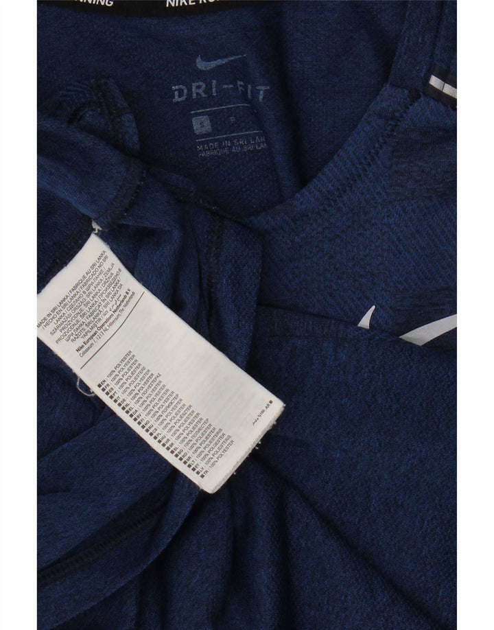 T-shirt Nike da uomo Dri Fit Top Small in poliestere geometrico blu navy