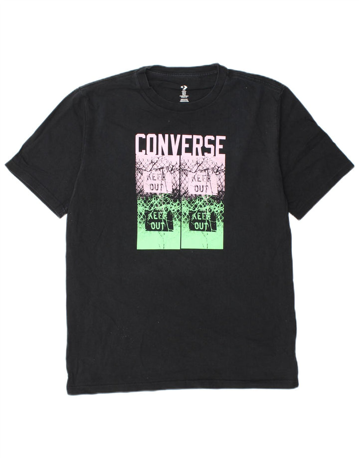 T-shirt grafica da uomo Converse Top in cotone nero medio