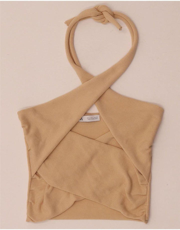 Top corto alla caviglia da donna Zara UK 8 piccolo in viscosa beige