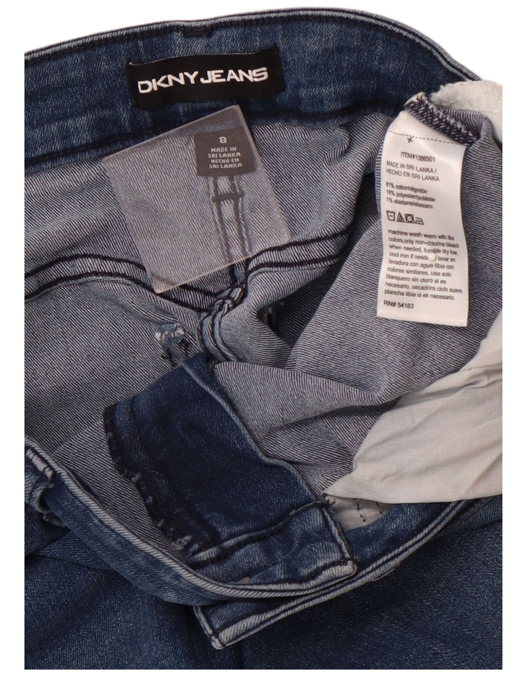 Pantaloncini di jeans da donna DKNY US 8 medi W28 cotone blu navy