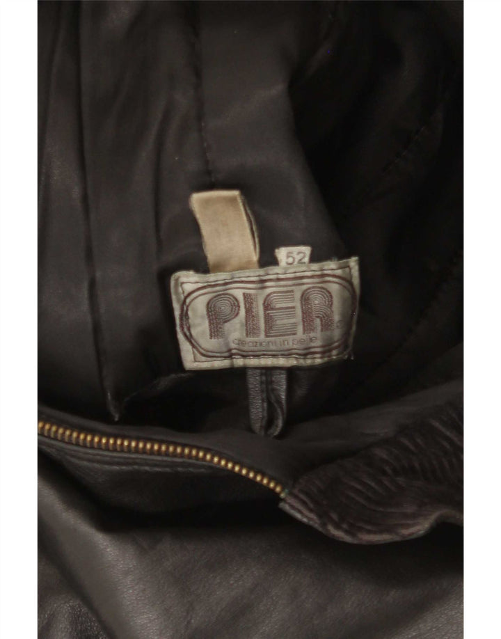 Giacca bomber da uomo vintage in pelle IT 52 XL nera