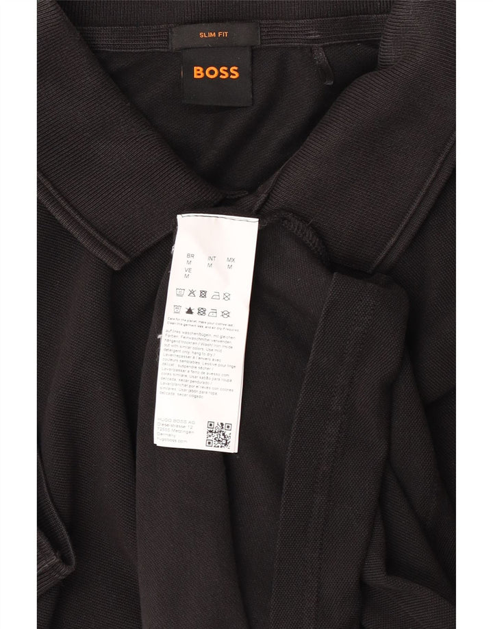 Polo HUGO BOSS da uomo slim fit in cotone nero medio