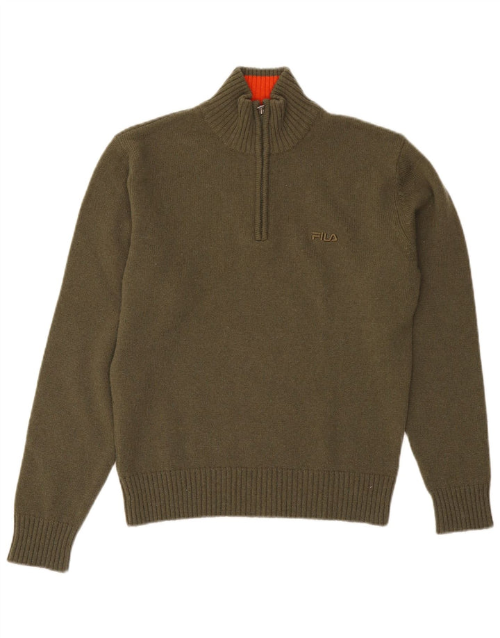 Maglione Fila da uomo con zip e collo piccolo in lana kaki