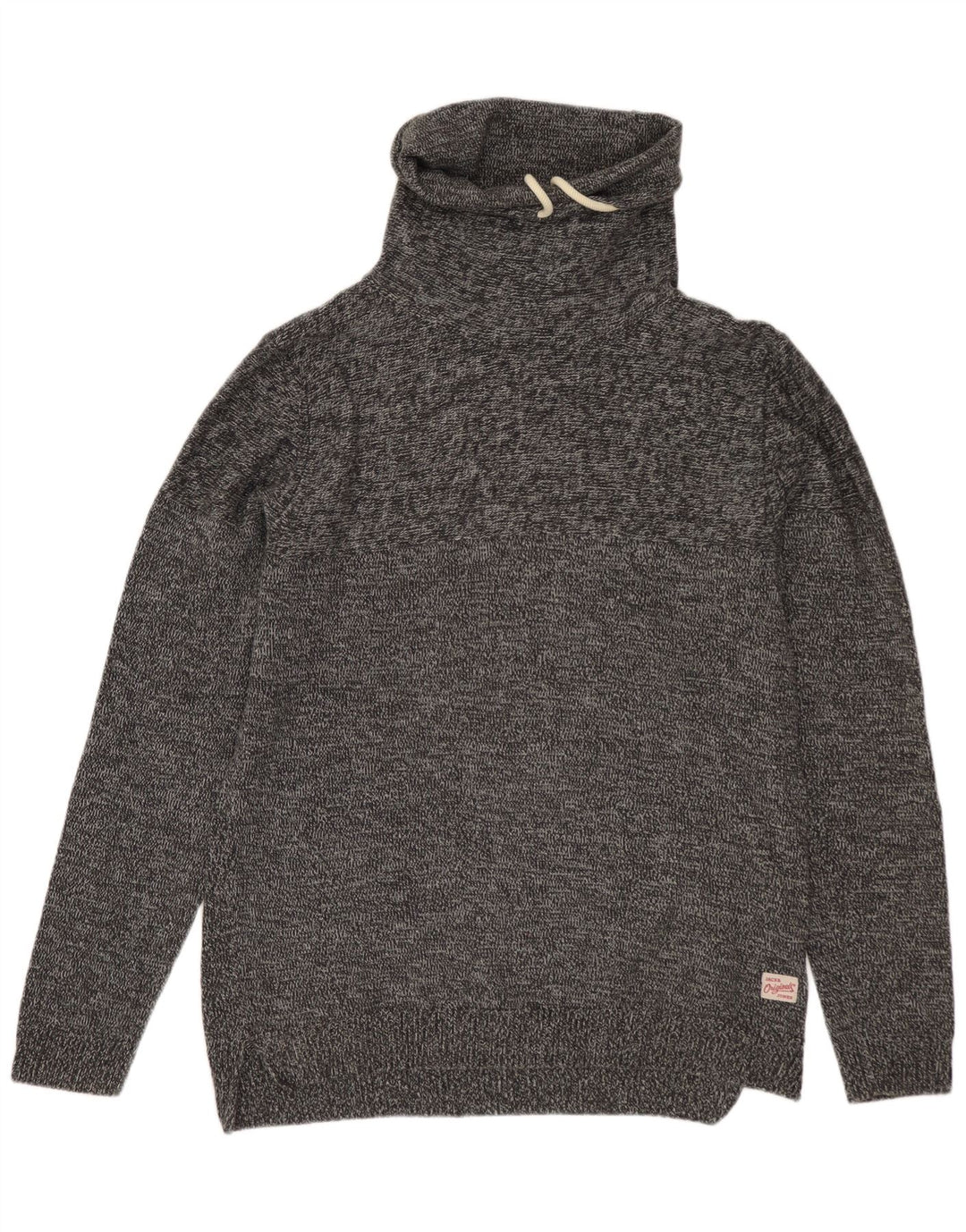 Maglione maglione da uomo a collo alto Jack & Jones in cotone screziato grigio medio