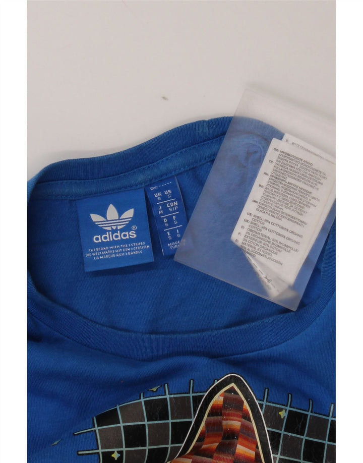 T-shirt grafica da uomo Adidas Top piccola in cotone blu