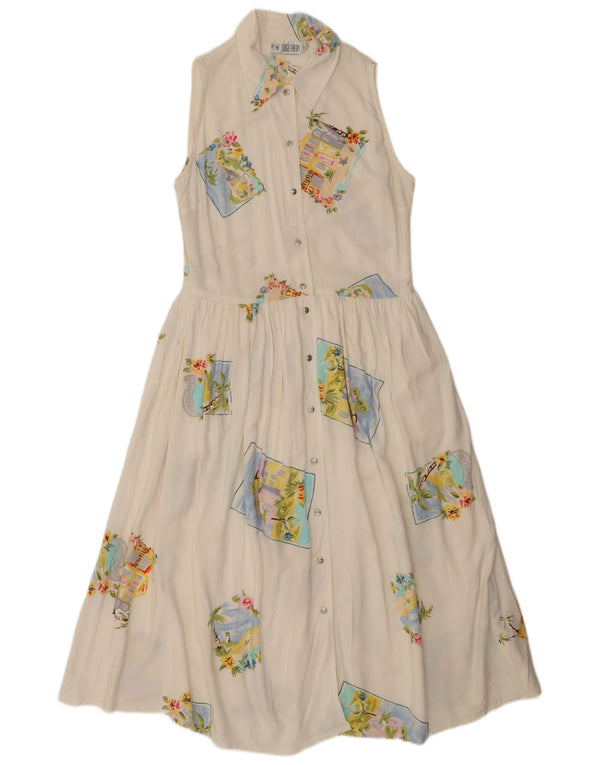 Abito maxi camicia senza maniche da donna Together UK 12 Patchwork bianco medio