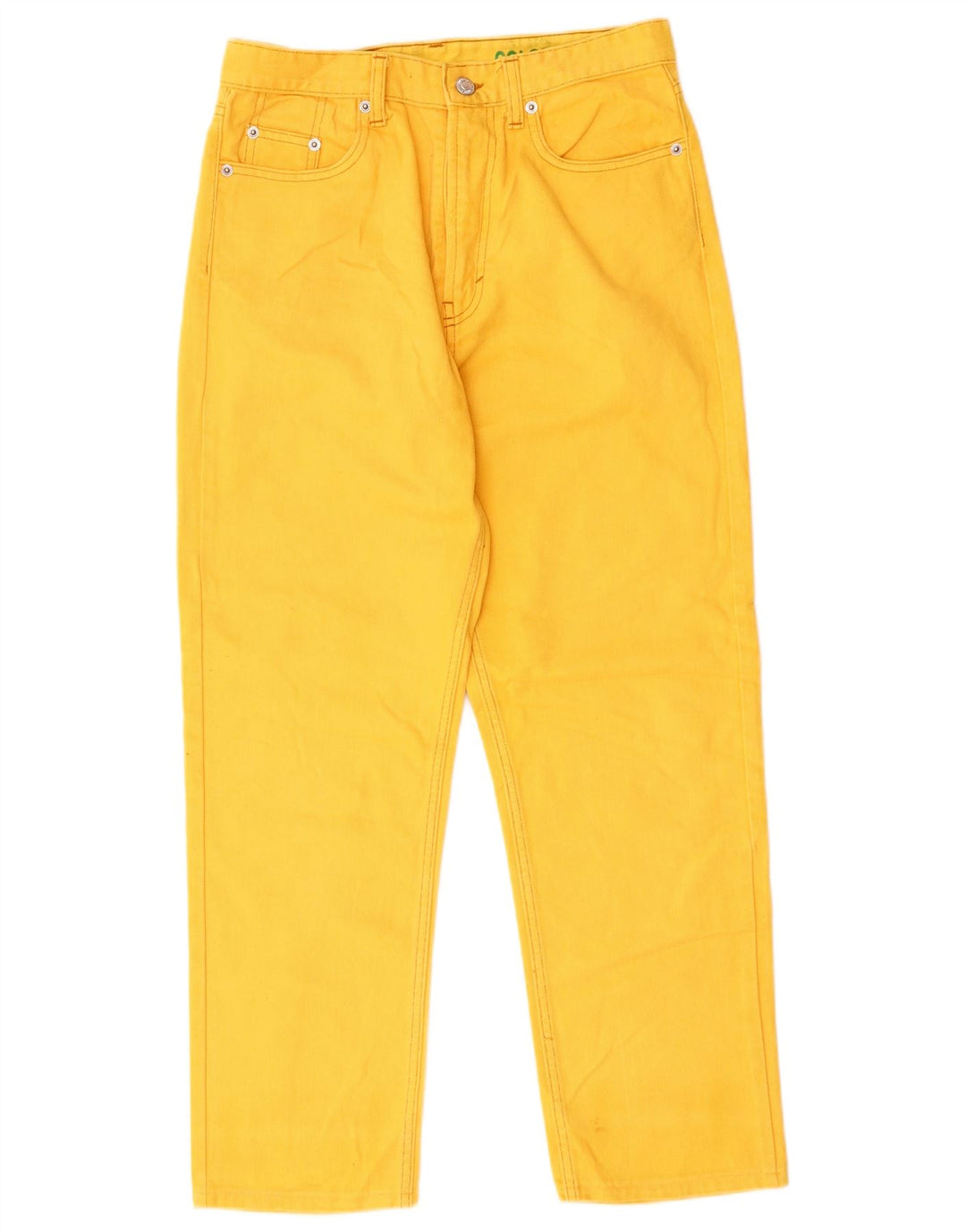 Jeans dritti da uomo vintage W30 L26 in cotone giallo