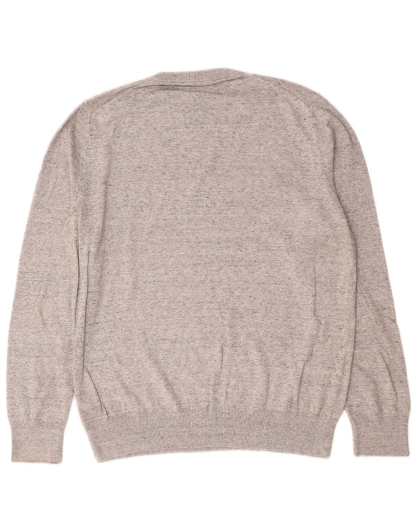 Maglione maglione girocollo da uomo Marks & Spencer in cotone screziato grigio medio