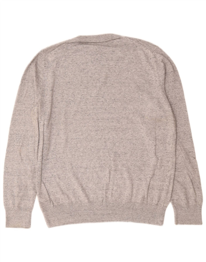 Maglione maglione girocollo da uomo Marks & Spencer in cotone screziato grigio medio