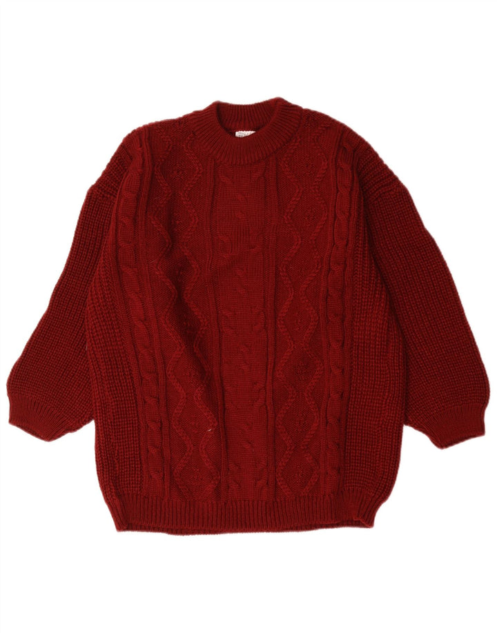 Maglione maglione girocollo oversize da donna vintage EU 38/40 marrone medio