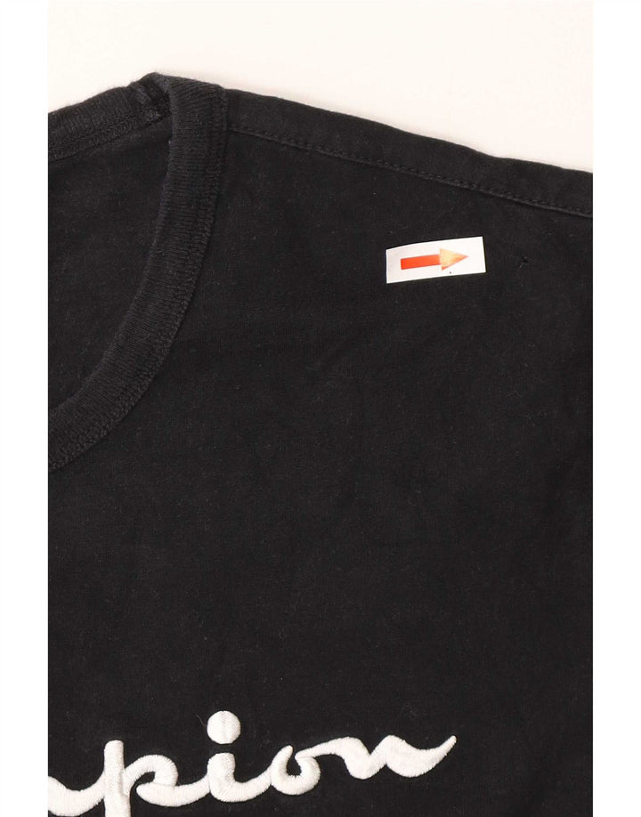 T-shirt grafica da uomo Champion Top piccola in cotone nero