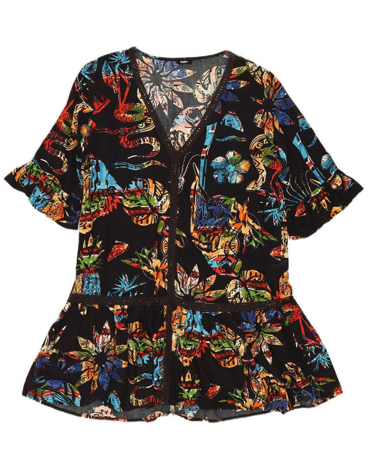 Abito tunica da donna Desigual UK 14 medio nero floreale