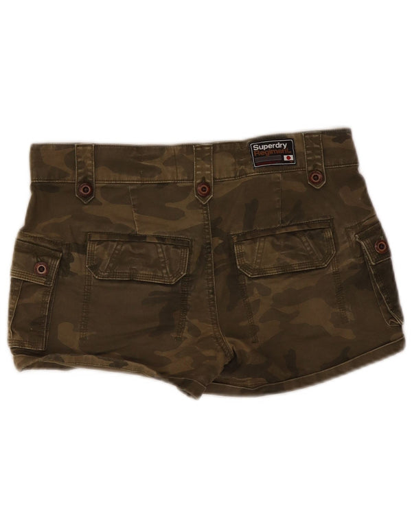 Pantaloncini cargo da donna Superdry Small W30 cotone mimetico kaki