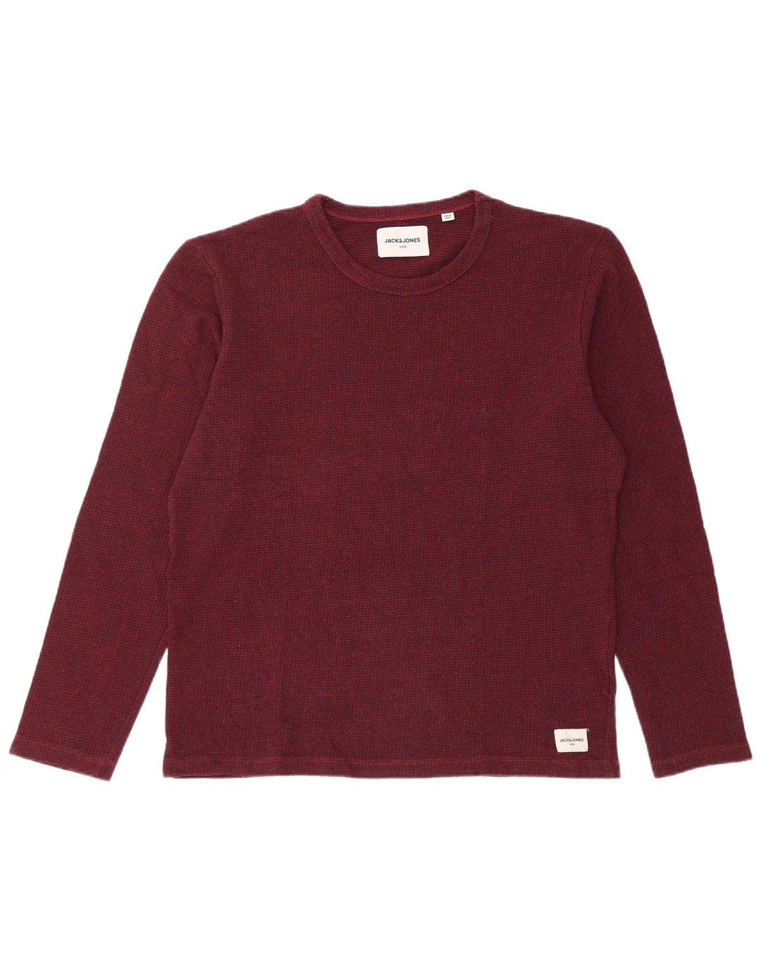 Jack & Jones Maglia da uomo a maniche lunghe grande in cotone screziato bordeaux