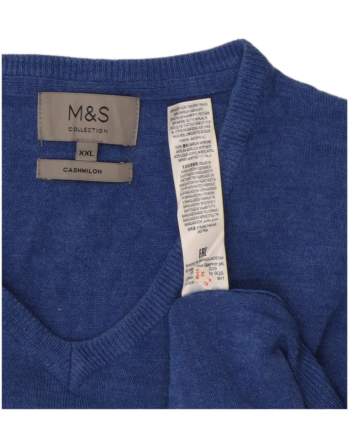 Maglione da uomo con scollo a V Marks & Spencer 2XL acrilico blu