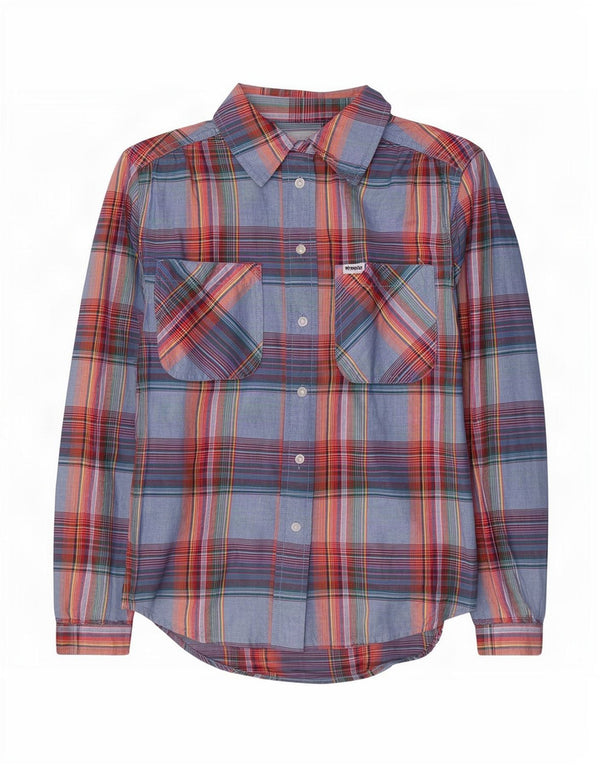 Camicia Wrangler da donna vestibilità ampia UK 6 XS cotone a quadri multicolore