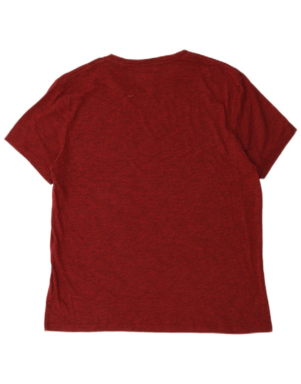 T-shirt grafica da uomo Jack Wills Top XL in cotone screziato bordeaux