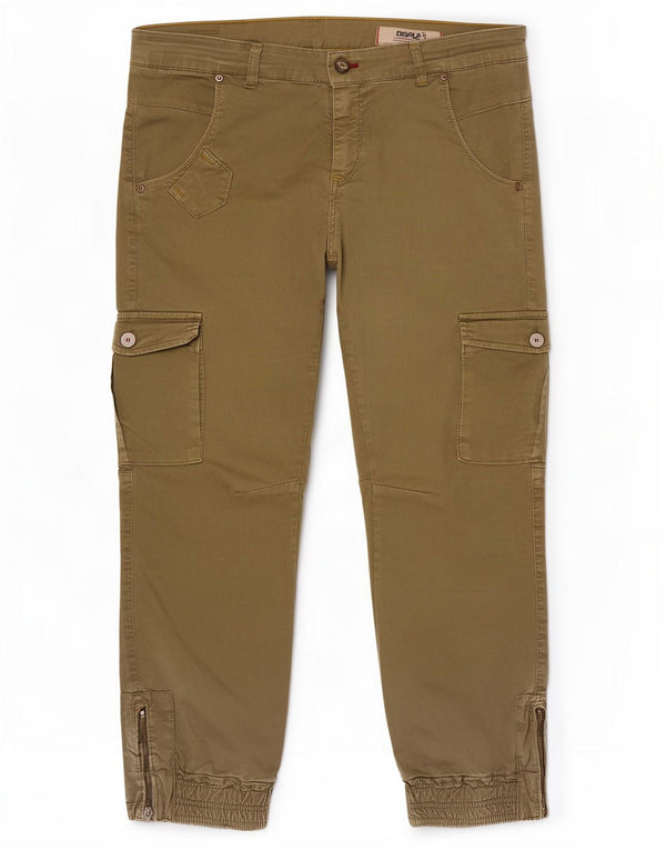 Displaj Pantaloni cargo da uomo affusolati Joggers W34 L27 Cotone kaki