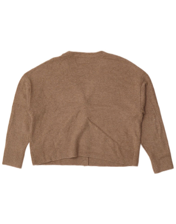 Maglione cardigan corto da donna Marks & Spencer UK 14 Poliestere marrone medio