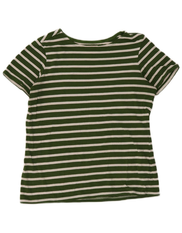 T-shirt a maniche corte da donna Seasalt Top UK 12 Cotone a righe verde medio