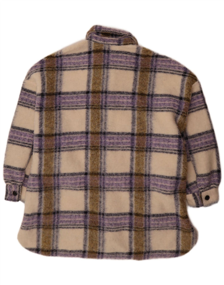 Giacca Shacket oversize da donna Zara UK 10 piccoli quadri multicolori