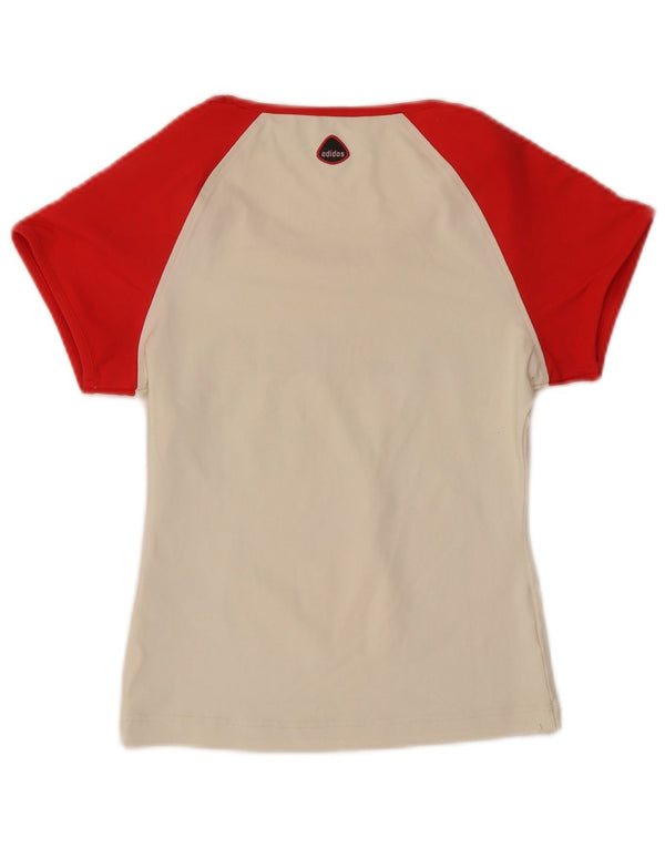 Maglietta grafica da donna Adidas Top UK 8 Small Off White Colourblock