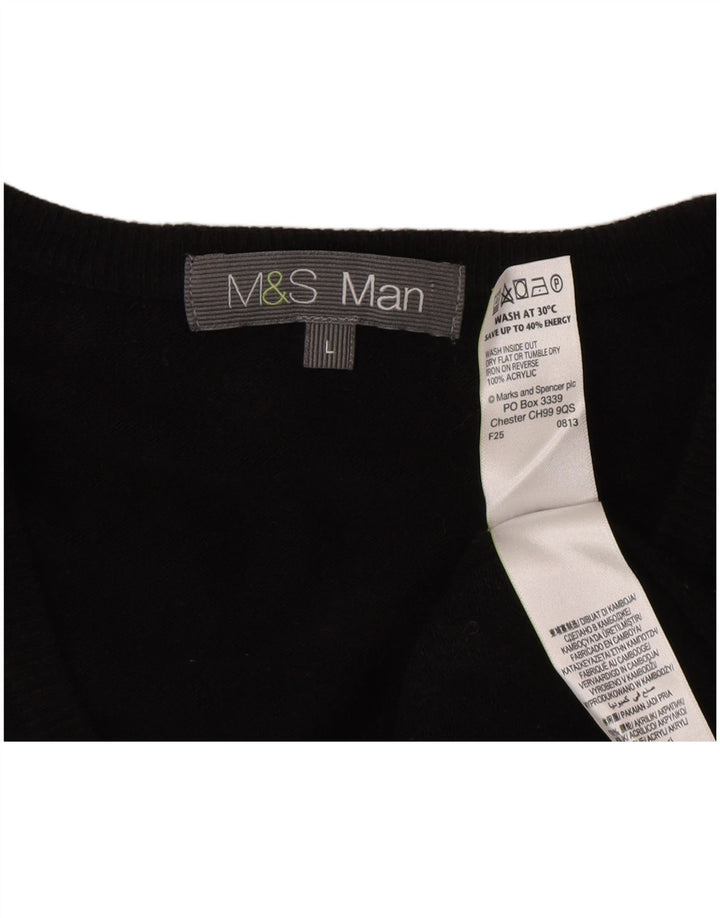 Maglione da uomo con scollo a V Marks & Spencer grande acrilico nero