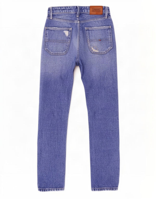 Jeans dritti invecchiati per ragazze Tommy Hilfiger 9-10 anni W24 L26 Blu