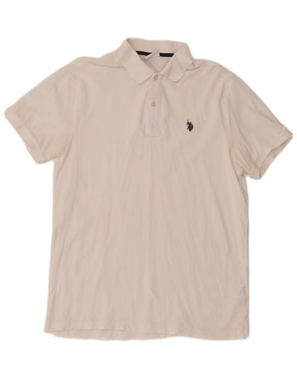 Polo Assn. Camicia da uomo grande in cotone bianco