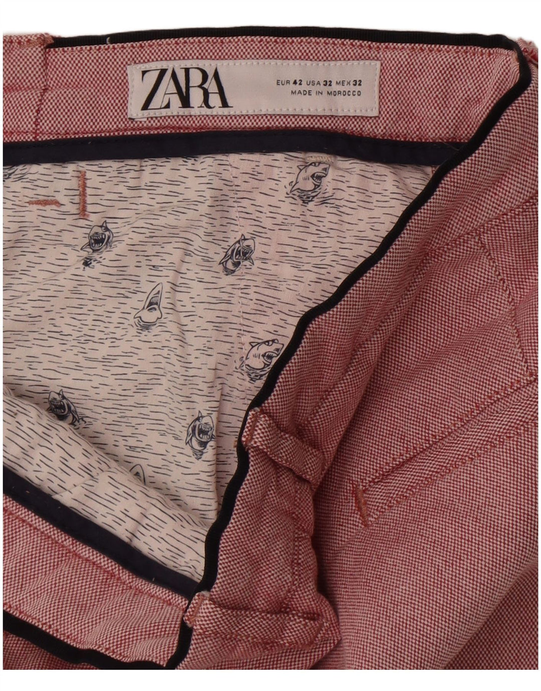 Pantaloncini chino da uomo Zara IT 42 Large W32 in cotone rosa